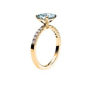 Classic Luxury Cushion Cut Blue Topaz 925 Sterling <b>Silver</b> Gold Plated Prong <b>Set</b> Engagement Wedding Anniversary <b>Ring</b> - Product Image 4