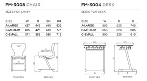 Mobilier scolaire de taille moyenne, bureau et chaise d'étudiant - Product Image 6