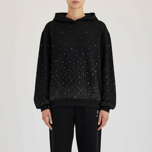 Sudadera con Capucha Negra, Manga Larga, Estampado de Puntos Brillantes, Corte Regular Informal, para Invierno, Unisex, para Adultos, Poliéster/Algodón, Ligera - Product Image 1