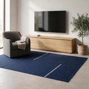 Tapis Kilim Moderne en Laine Tissé Main à Tissage Plat Bleu Marine Design Uni Antidérapant Usage Commercial Poil Moyen Décoration Intérieure - Product Image 1