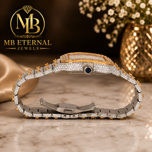 Reloj de Cuarzo Cuadrado de Lujo para Hombre MB ETERNAL JEWELS, Acero Inoxidable, Bisel con Diamantes, Esfera Analógica, Cierre de Hebilla, Correa de 26 mm, Zafiro - Product Image 1