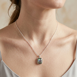 Labradorita, Plata de Ley 925, Forma Cuadrada, Colgante Chapado en Plata, Fabricación de Joyas, Piedra Tallada, Piedra de Nacimiento de Junio - Product Image 6