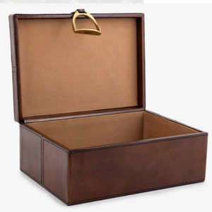Caja de almacenamiento de cuero marrón, cajas de cuero de lujo, juego de 3 cajas de cuero de cocodrilo - Product Image 3