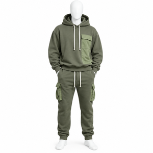 Ensemble survêtement décontracté en coton 100% avec broderie logo de haute qualité, sweat à capuche oversize et pantalon de jogging, tenue streetwear longue pour homme, en promotion - Product Image 3