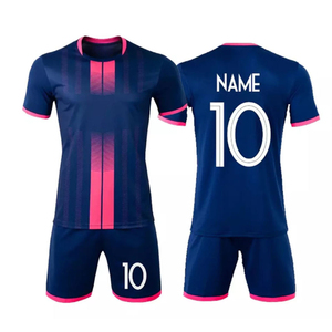 Conjunto de Camiseta de Fútbol Personalizada para Hombre, Azul y Rosa a Rayas, Sublimada, Manga Corta, Absorbe la Humedad, Ajuste Atlético, para Todas las Temporadas - Product Image 1