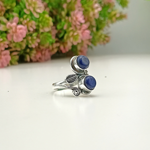 แหวนพลอยลาพิส ลาซูลีธรรมชาติ แหวนเงินแท้ 925 ทำมือ สำหรับเด็กหญิงและสตรี - Product Image 5