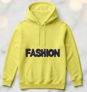 Top Quality Top Selling Sustainable Mat Yellow Color Custom Chenille Embroidery Logo Patch Professional Premium Quality <b>Hoodies</b> - Product Image 1