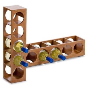 Moderno Estante de Madera para Vino, Soporte de Vino Independiente para Encimera, Estante de Almacenamiento de Vino Modular Apilable para 5 Botellas, Decoración de Cocina - Product Image 1