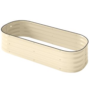 Jardinera Elevada de Metal Galvanizado de 4.9FT X 2FT X 1FT con Borde de Seguridad Color Crema - Product Image 1