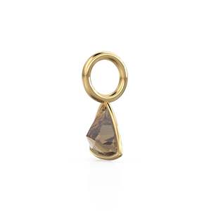 Colgante de Cuarzo Ahumado de 5mm en Oro Amarillo Sólido de 14k con Engaste para Joyería / Piedra de Nacimiento de Junio / Gema Marrón con Corte Trillón - Product Image 4