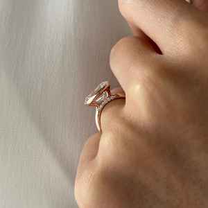 Anillo de compromiso de oro macizo de 14k con moissanita solitaria de corte ovalado de 3.0 ct, engaste de media montura, estilo minimalista, regalo de aniversario. - Product Image 6