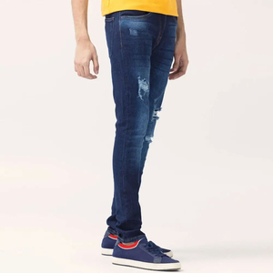Jean pour homme 2025 uni, taille mi-haute, coupe droite élégante, tissage tricoté tendance, pantalon en denim du fabricant - Product Image 4