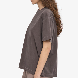 เสื้อยืดโอเวอร์ไซส์คุณภาพสูงสำหรับผู้หญิง สีพื้น แขนสั้น ผ้าฝ้าย 100% ระบายอากาศ แห้งเร็ว จำนวนมาก - Product Image 5