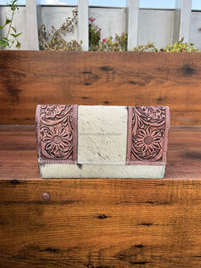 Vente de noël en cuir de vachette véritable portefeuille en cuir usiné cheveux occidentaux sur cacher carte de crédit pochette en cuir cousu à la main pour femmes - Product Image 5