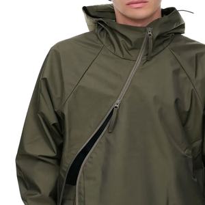 Veste coupe-vent à capuche asymétrique à fermeture éclair et col montant OEM pour hommes - Product Image 5