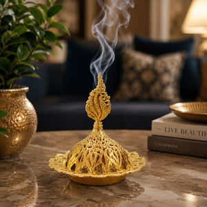 Quemador de incienso Bakhoor de latón macizo, quemador de incienso árabe Oud, soporte decorativo para incienso, decoración aromática para el hogar y el hotel, regalo para Ramadán y Eid - Product Image 3