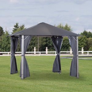 Gazebo da Giardino 3x3 Metri Grigio Scuro Serie AS con Tettoia e Pergola - Product Image 1