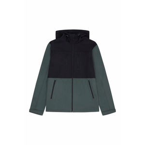 Chaqueta Impermeable de Softshell con Capucha para Hombre, Cortavientos de Forro Polar para Senderismo y Camping, Abrigo de Otoño Cortavientos con Cremallera y Diseño de Parches - Product Image 1