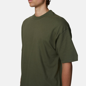 เสื้อยืดคอกลมแขนสั้นผู้ชาย สีเขียวมะกอก ทรงปกติ ผ้าฝ้ายเจอร์ซีย์ ทอแบบเรียบ สีพื้น สไตล์ลำลอง - Product Image 6
