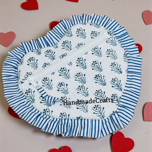 Pochette de maquillage en coton matelassé en forme de cœur pour femme, organiseur de cosmétiques, fermeture éclair, motif floral, sac de toilette, sac de voyage - Product Image 4