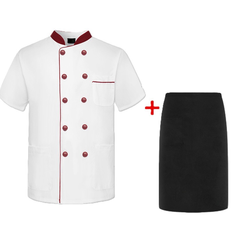 Maroon Collared Short Sleeve + Apron