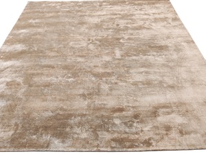 Tapis en soie champagne tissé à la main : design minimaliste moderne - Product Image 2