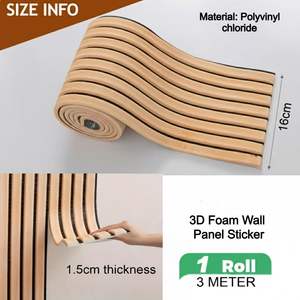 Paneles de Pared 3D con Textura Acanalada, Espuma de PVC para Sala de Estar, Autoadhesivos, Decoración de Paredes Interiores para el Hogar, Fáciles de Instalar - Product Image 5