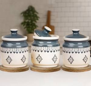 Premium Ceramic <b>Storage</b> Jar Vertical Stripe Design Airtight Lid Durable <b>Kitchen</b> Organizer Modern Decor Container - Product Image 2