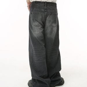 Jeans amples en coton délavé pour homme, coupe décontractée, logo personnalisé, jambe large, vêtements en denim pour homme - Product Image 5