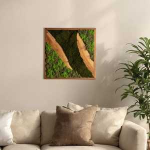 Mur végétal en mosaïque naturelle artisanale, décoration murale en bois, œuvre d'art en mousse naturelle, bosse enchantée, verdure abondante, art mural en bois - Product Image 4