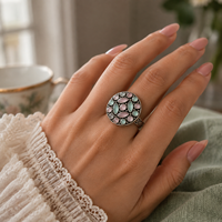Vente en gros d'anneaux pour femmes en argent plaqué 925 classiques avec plusieurs pierres précieuses |   Qualité supérieure, livraison rapide