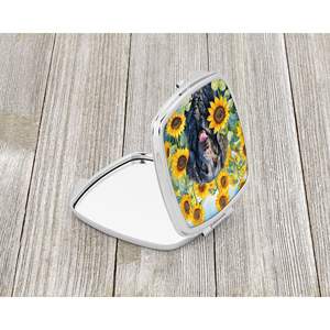 Retriever con revestimiento rizado Girasoles Plegable de mano Compacto Viaje Maquillaje Espejo Regalo para mujeres y niñas - Product Image 2
