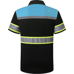 เสื้อโปโลแขนสั้นผู้ชายแบบสะท้อนแสง สีตัดต่อ ลายทาง แห้งเร็ว สำหรับทำงาน พร้อมแถบสะท้อนแสง - Product Image 3