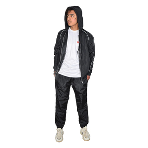 Ensemble de survêtement coupe-vent personnalisé de qualité supérieure avec logo, demi-zip, pour hommes, grandes tailles, en nylon - Product Image 2