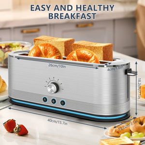 <b>Silver</b> Four-Piece <b>Toaster</b> with 7 Baking Levels & Anti-Clog Design Featuring Defrost/Reheat/Cancel Functions 4 1.5-Inch Slots - Product Image 6