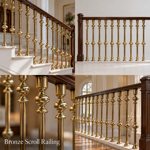 Rampe en laiton tourné pour hôtels de luxe, villas et escaliers classiques - Product Image 5
