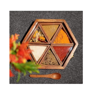 Handmade Wood Masala <b>Box</b> Premium Wooden Spice Storage for Kitchen use - Product Image 5