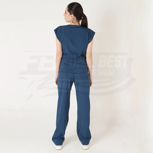 Women Navy Blue <b>Scrub</b> Set Short Sleeve With Pockets Hospital <b>Uniform</b> For Medical Staff Custom Design - Product Image 2