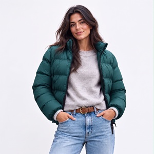 Chaqueta acolchada para mujer, color lila pastel, personalizada OEM, cálida para invierno, con cremallera completa, estilo casual, ropa de calle, fabricante de fábrica. - Product Image 2