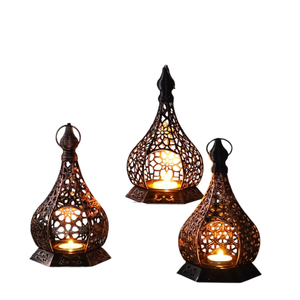Lanterne porte-bougie de luxe en fer forgé, style marocain, parfumée à la gourde, pour décoration de table ou suspendue, cadeau pour mariage ou fête, à prix abordable - Product Image 1