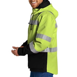 Men's High Visibility Reflective Safety <b>Jacket</b>, Cotton Shell with Polyester Lining, Outdoor Work Wear for Utility <b>Workers</b> - Product Image 3