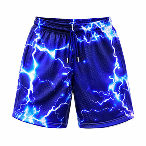 Pantalones Cortos de Baloncesto para Hombre con Gráfico de Rayo, Malla Transpirable, 100% Poliéster, Secado Rápido, Bolsillos Deportivos, Cintura Elástica con Cordón Ajustable - Product Image 5