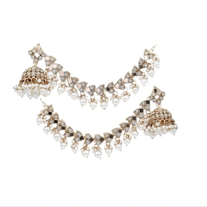ชุดเครื่องประดับแฟชั่น Jewelemarket - ต่างหูมุกแบบห่วงโซ่ Jhumki รุ่น 10575573WH - Product Image 2