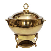 Réchaud de buffet en acier inoxydable durable, finition martelée brillante argentée, chauffage à l'alcool, capacité 6 litres, pour hôtels et restaurants