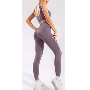 Women Solid Plus Size Yoga Set Workout Outfit High Waist Leggings Sports <b>Bra</b> Breathable Stretch Gym Fitness Clothing - Product Image 3