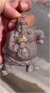 Colgante de Plata de Ley 925 con Moissanita, Chapado en Oro, Estilo Hip Hop, Diseño 3D Personalizado de Hombre de la Suerte con Dinero, Certificado GRA, de Alta Calidad - Product Image 3