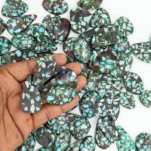 Lote de cabujones de turquesa natural multicolor, piedras preciosas sueltas pulidas y lisas para la fabricación de joyas, suministro al por mayor. - Product Image 1