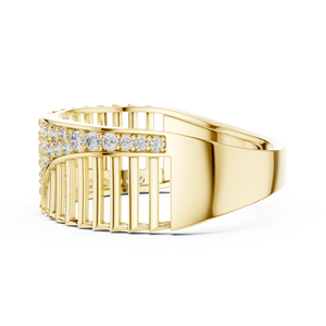 Round Cut Lab Grown <b>Diamond</b> Band 14K 18K Yellow Gold DEF VVS Diagonal Openwork <b>Diamond</b> <b>Ring</b> Wholesale fine Jewelry Manufacturer - Product Image 5