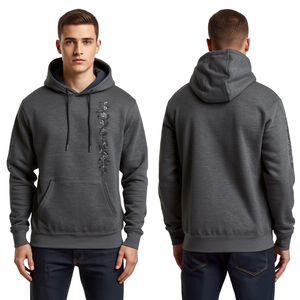 Sweat à capuche brodé raffiné pour homme avec motif géométrique en point de croix, tissu épais de qualité supérieure et style urbain tendance - Product Image 2