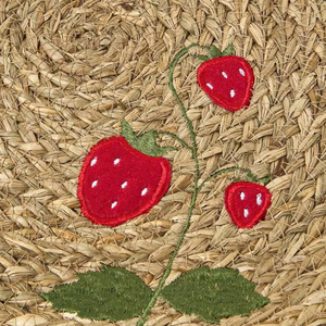 Charmant set de table rond en jonc de mer brodé à la main motif fraise, tapis de table rustique naturel tressé pour décoration de cuisine de ferme, cadeau - Product Image 4